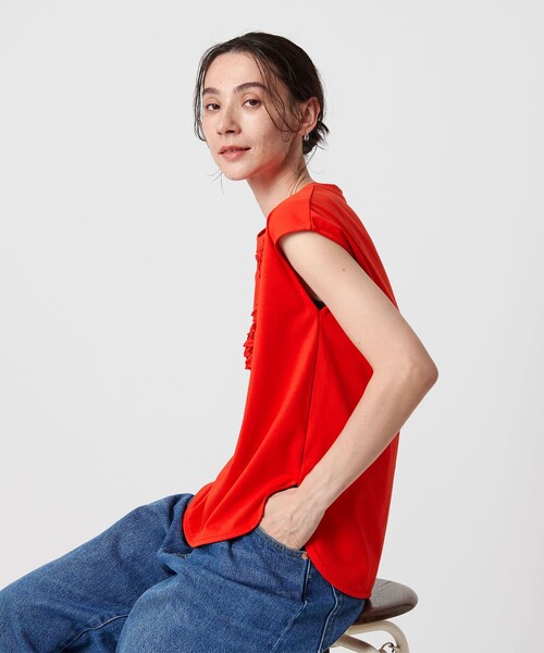 tシャツ 「WEB限定」フリル ノースリーブプルオーバー -ウォッシャブル- レディース