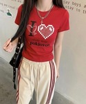 tシャツ 半袖 I LOVEハートプリントTシ...の詳細画像5