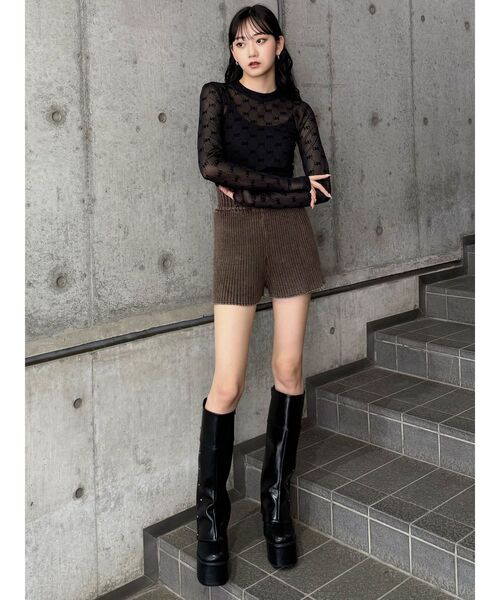 MURUA（ムルーア） パンツ リブニットパンツ「ショートパンツ