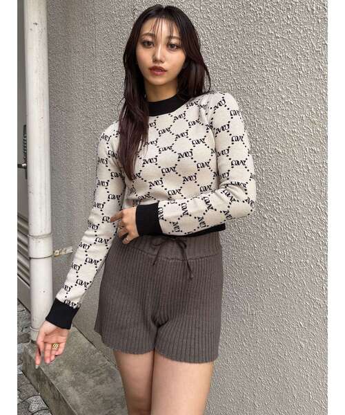 MURUA（ムルーア） パンツ リブニットパンツ「ショートパンツ