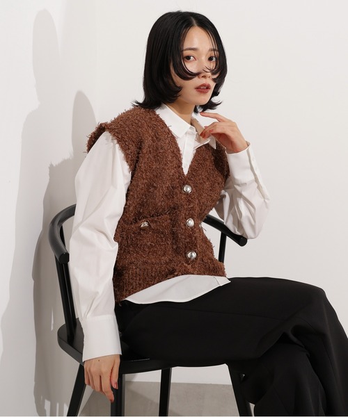 N.Natural Beauty Basic ベスト ジレ Vネックニットジレ