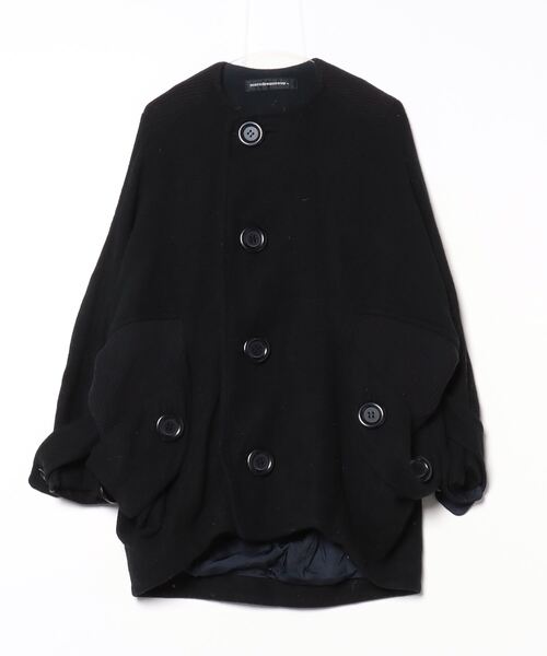 mercibeaucoup,（メルシーボークー） ノーカラーコート 01 ブラック