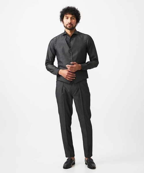美品　レミュー　デニム調　リバーシブルベスト　３ピース　スーツセットアップ　M MICHEL KLEIN HOMME（ミッシェルクラン オム） ベスト ジレ