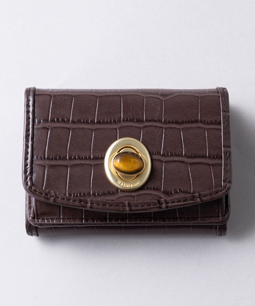 【新品未使用】HASHIBAMI 財布 ラウンドミニウォレット クロコ型押し Hashibami（ハシバミ） ラスト一点 限定値下げ ショップ袋おまけ付