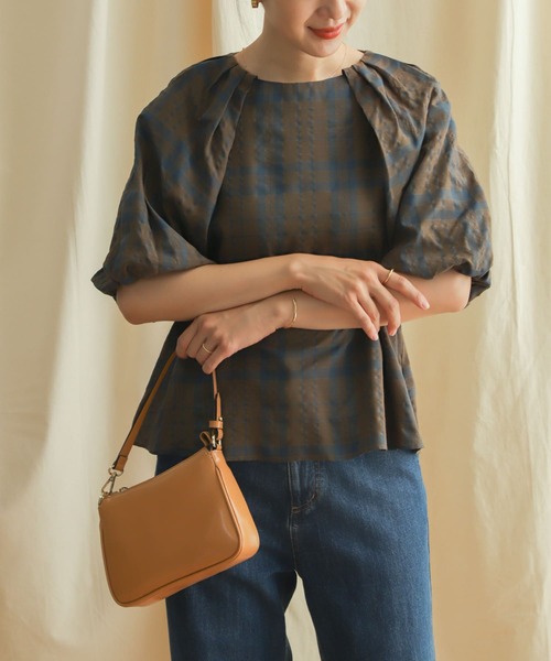 「URBAN RESEARCH DOORS」 半袖ブラウス MEDIUM ブラウン レディース_画像3