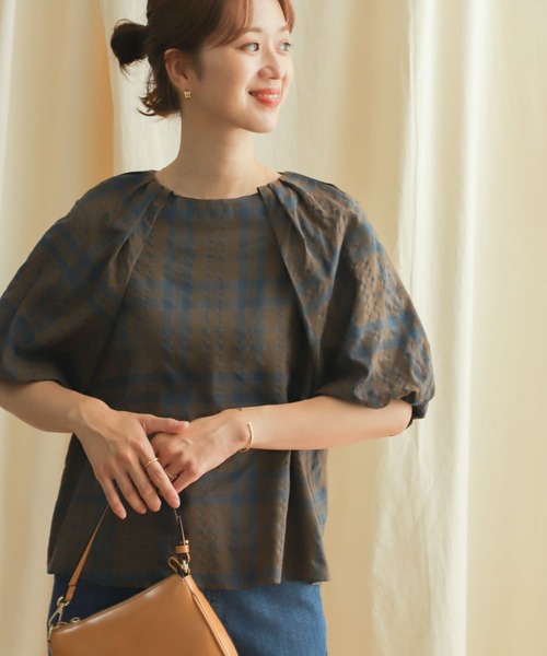 「URBAN RESEARCH DOORS」 半袖ブラウス MEDIUM ブラウン レディース_画像4