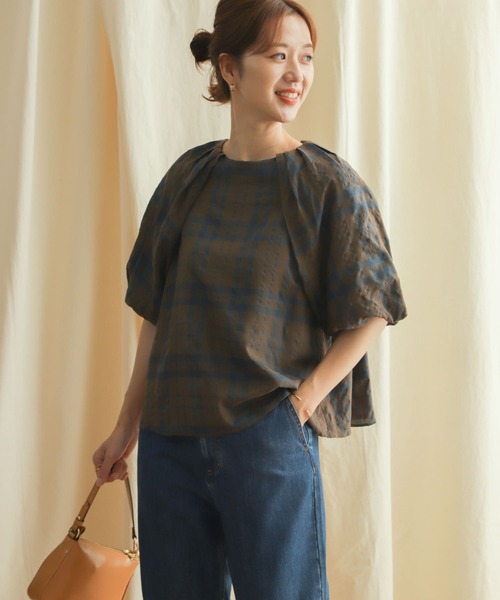 「URBAN RESEARCH DOORS」 半袖ブラウス MEDIUM ブラウン レディース_画像5