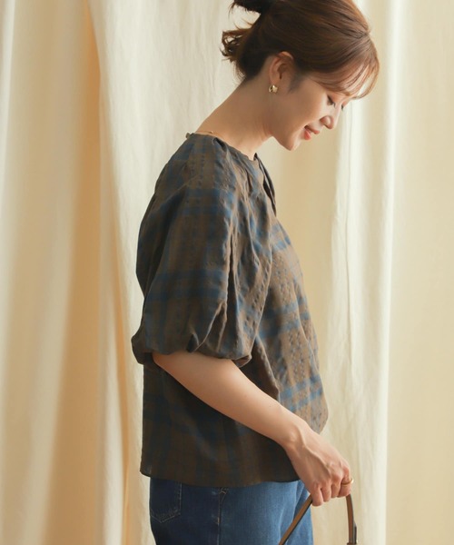 「URBAN RESEARCH DOORS」 半袖ブラウス MEDIUM ブラウン レディース_画像7