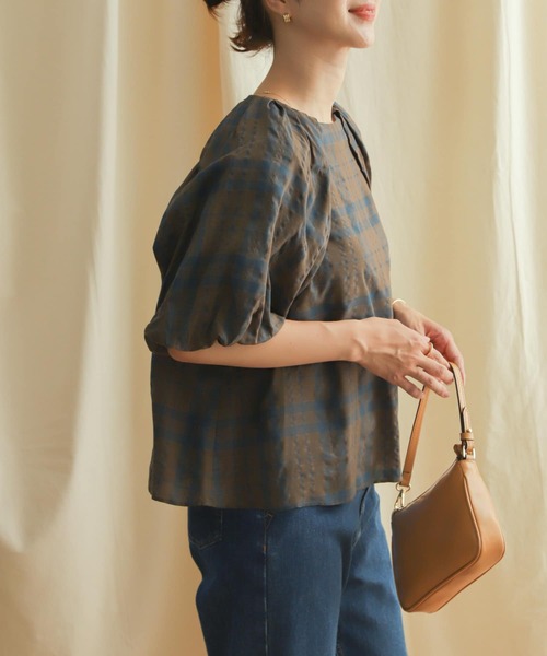 「URBAN RESEARCH DOORS」 半袖ブラウス MEDIUM ブラウン レディース_画像8