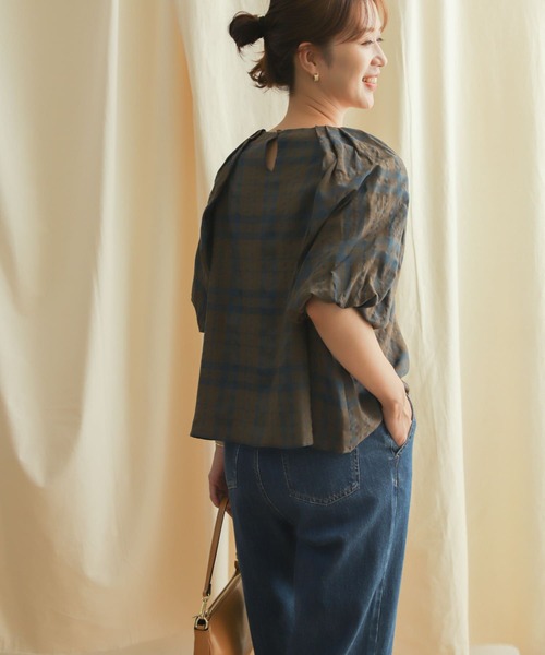 「URBAN RESEARCH DOORS」 半袖ブラウス MEDIUM ブラウン レディース_画像9