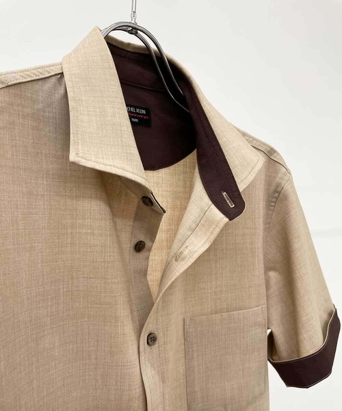 「MK MICHEL KLEIN HOMME 」 半袖シャツ 46 ブラウン メンズ_画像2