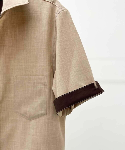 「MK MICHEL KLEIN HOMME 」 半袖シャツ 46 ブラウン メンズ_画像4