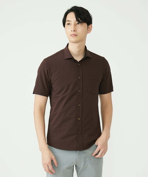 「MK MICHEL KLEIN HOMME 」 半袖シャツ 46 ブラウン メンズ_画像7