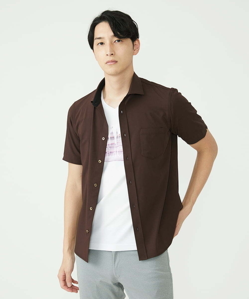 「MK MICHEL KLEIN HOMME 」 半袖シャツ 46 ブラウン メンズ_画像8