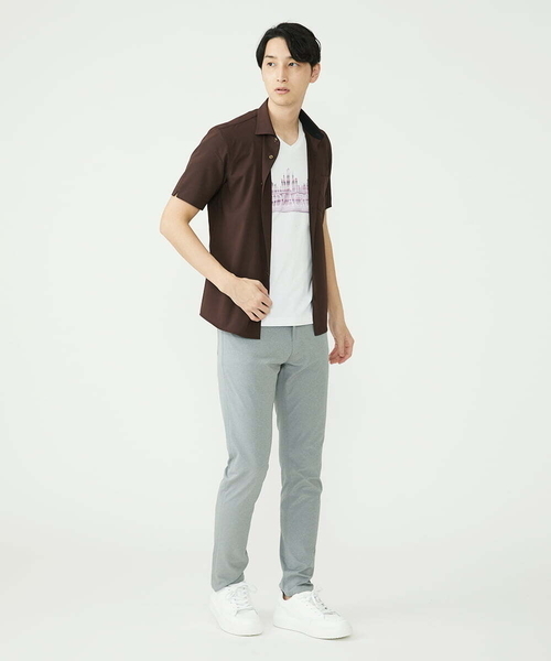 「MK MICHEL KLEIN HOMME 」 半袖シャツ 46 ブラウン メンズ_画像9