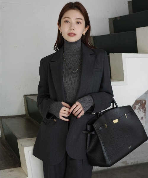 anuans ウールテーラードジャケット セール】ミドルレングスダブルジャケット（テーラードジャケット