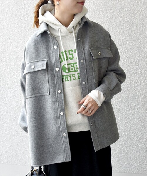 SHIPS any コート アウター any: メルトン オーバー シャツ ジャケット