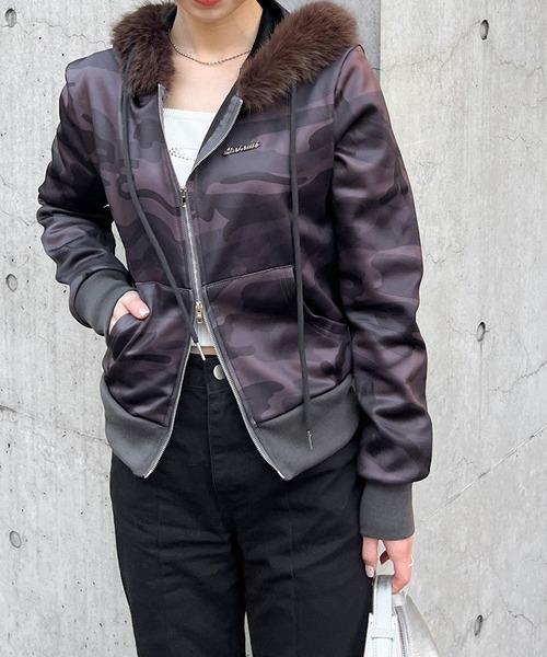 パーカー ファーフード付ダブルジップパーカー レディース : ZOZOTOWN