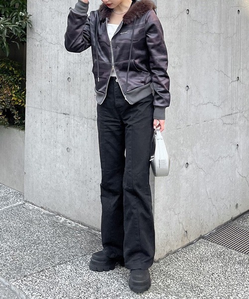 パーカー ファーフード付ダブルジップパーカー レディース : ZOZOTOWN