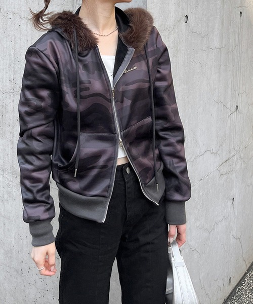 パーカー ファーフード付ダブルジップパーカー レディース : ZOZOTOWN