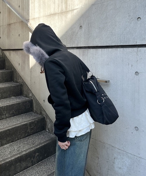 パーカー ファーフード付ダブルジップパーカー レディース : ZOZOTOWN