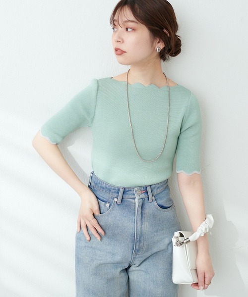 natural couture 「natural couture」 半袖ニット FREE ホワイト