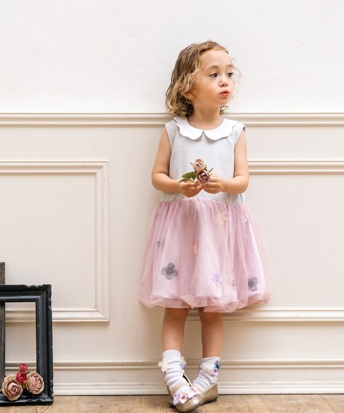 「panpantutu」 「KIDS」ノースリーブワンピース 100cm ライトグレー キッズ_画像3