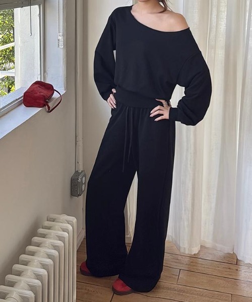 FAVORITO セットアップ スウェットオフショルダートップス＋ワイド