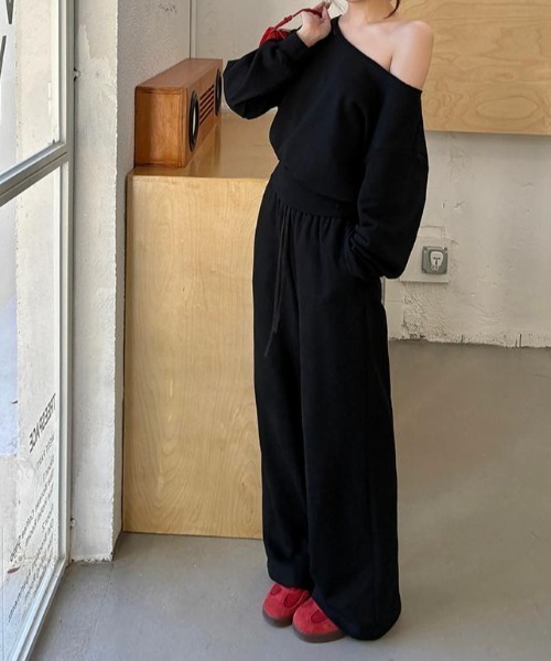 FAVORITO セットアップ スウェットオフショルダートップス＋ワイド