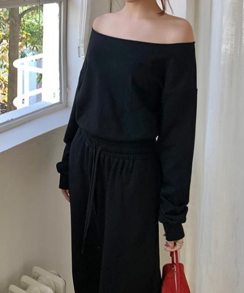 FAVORITO セットアップ スウェットオフショルダートップス＋ワイド