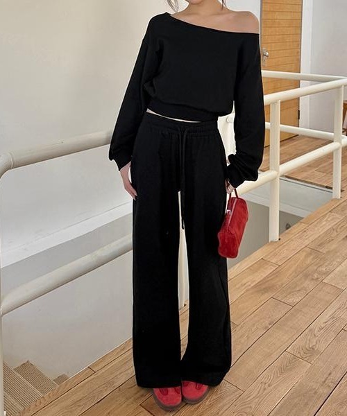 FAVORITO セットアップ スウェットオフショルダートップス＋ワイド