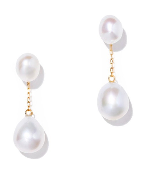 ピアス 「les bon bon」organic double pearl pierce/オーガニック ダブル パール ピアス BOB824の画像