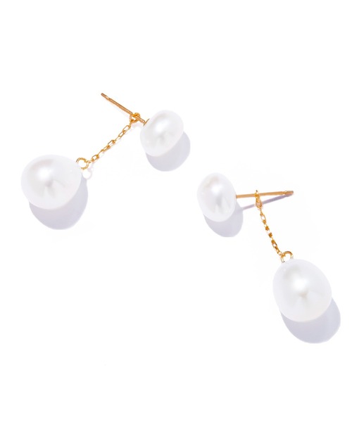 ピアス 「les bon bon」organic double pearl pierce/オーガニック ダブル パール ピアス BOB824の画像
