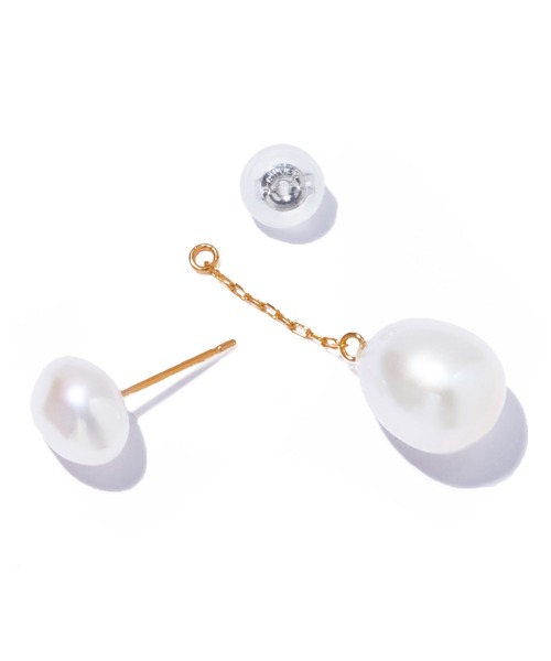 ピアス 「les bon bon」organic double pearl pierce/オーガニック ダブル パール ピアス BOB824の画像