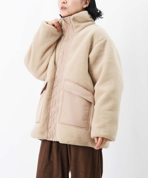 Lucruca ルクルカ　アウター　ノーカラー　ボアジャケット LADY LUCK LUCA（レディラックルカ） ブルゾン アウター LC/LLL 中綿