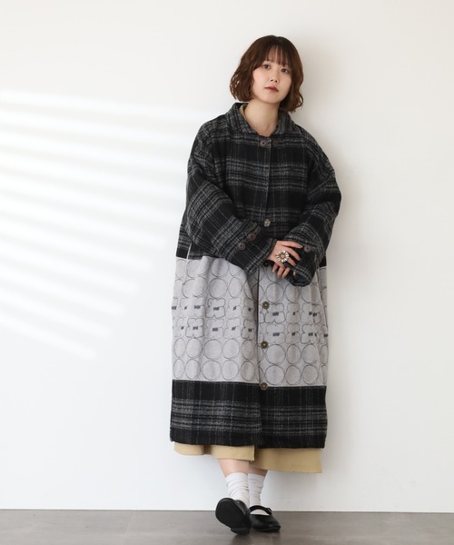 Emago（イマゴ） コート アウター リング刺繍ロングコート レディース 