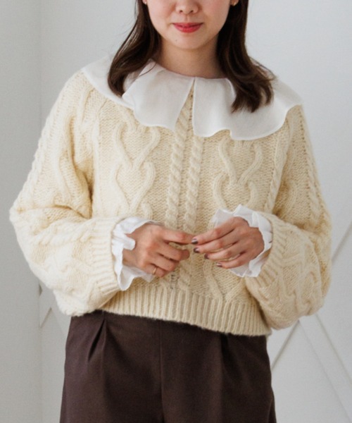 flower＊ニット flower ニット セーター フラッフィーアランニット レディース