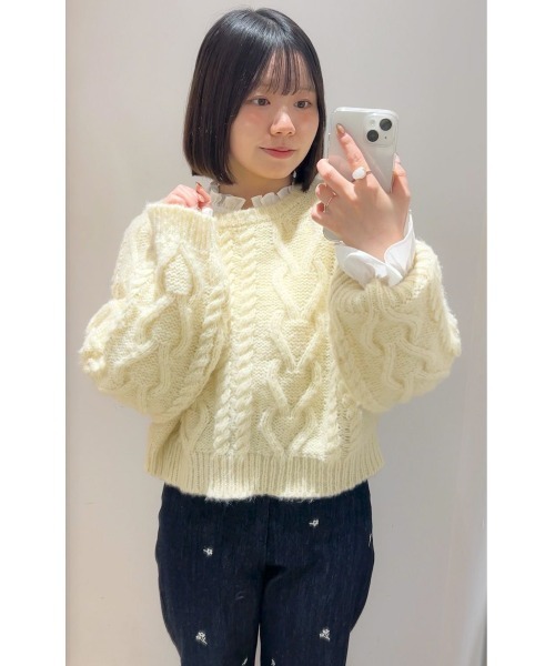 flower ニット セーター フラッフィーアランニット レディース