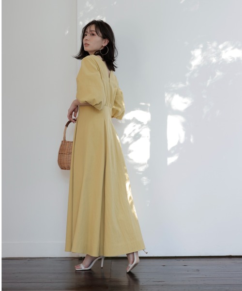 「anuans」 半袖ワンピース MEDIUM イエロー レディース_画像6