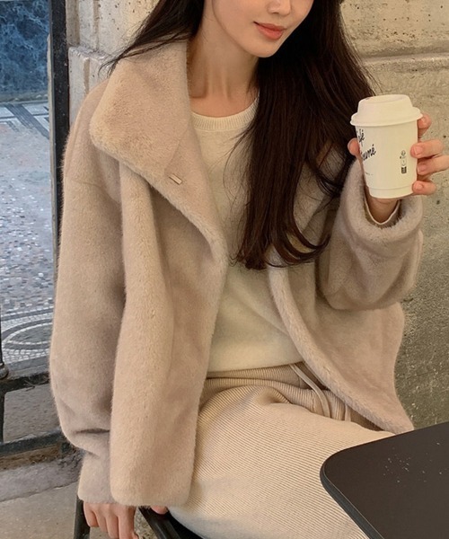 ブルゾン アウター ショート丈フェイクファージャケット レディース