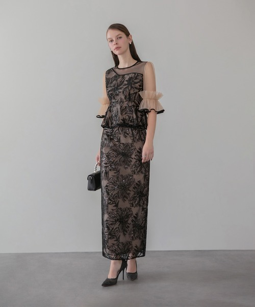 ⭐️ ROBE de FLEURS アシンメトリーチュールセットアップドレス⭐️ ⭐️ ROBE de FLEURS アシンメトリーチュールセットアップドレス