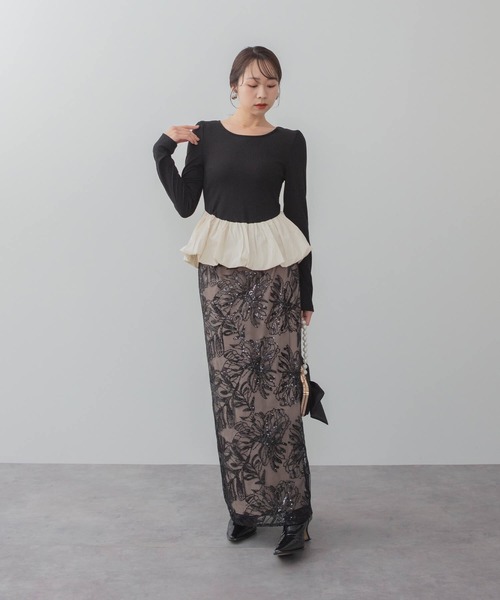 Leja（レジャ） ドレス 「LEJA」アシンメトリーシアーフラワー