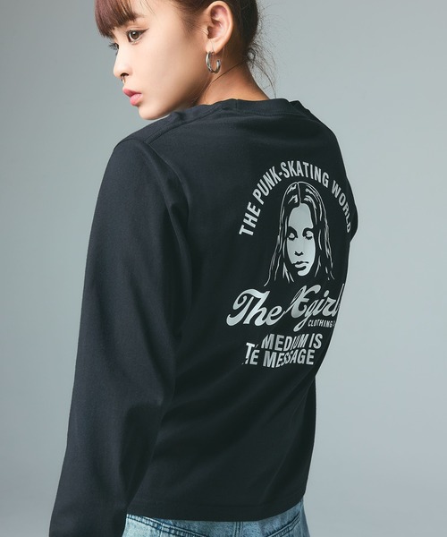 X-girl（エックスガール） tシャツ ARCH LOGO AND FACE L/S TEE