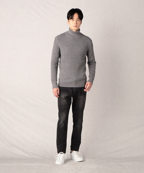 「COMME CA MEN」 タートルネックニット M ダークブラウン メンズ_画像2