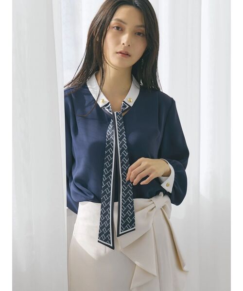 スカーフタイドッキングブラウス　tonal TONAL（トーナル） ブラウス シャツ 入学式 卒業式 スカーフタイ