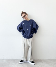 「niko and...」 スウェットカットソー LONG ネイビー レディースの画像4