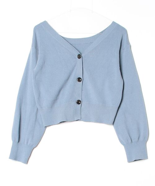 最終値下げ　変形ボレロニットカーディガン　fray i.d ブルー FRAY I.D（フレイアイディー）の「【pierre cardin】ニット