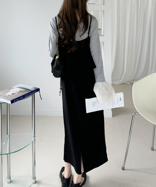 Ada. ワンピース ドット ペプラム キャミ スリット ワンピース