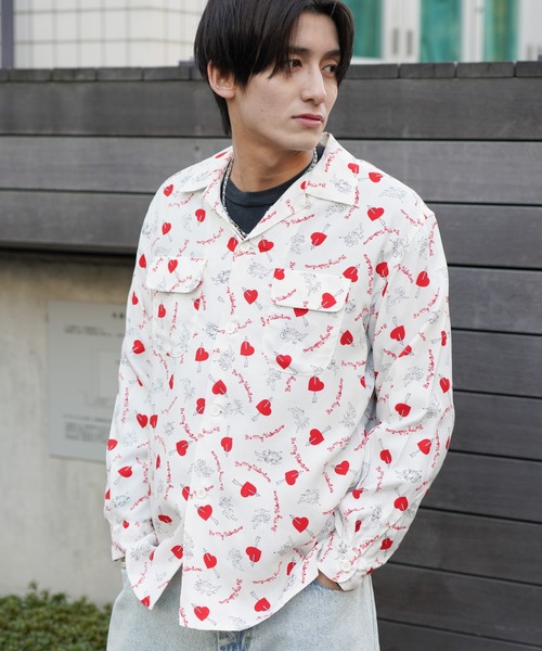 TOWNCRAFT（タウンクラフト） シャツ PRINTED LOOP COLLAR SHIRT 総柄