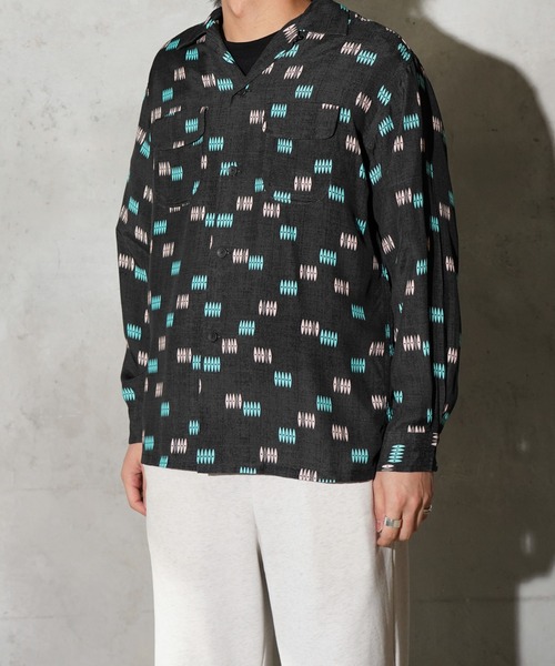 TOWNCRAFT（タウンクラフト） シャツ PRINTED LOOP COLLAR SHIRT 総柄
